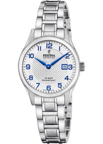 Festina Damen Quarzuhrsilberfarben, silberfarben, Armbanduhren, Armbanduhr, Damenuhr, Swiss Made, Edelstahlarmband, analog, Datum
