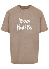 Merchcode Herren T-Shirt "Merchcode Herren Bad Habits Acid Washed Heavy Oversized Tee", grün, casual, Gr. M, bedruckt, 100% Baumwolle, Shirts