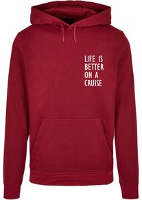 Merchcode Herren Kapuzensweatshirt "Merchcode Herren Life Is Better Basic Hoody", rot, Gr. XS, bedruckt, 50% Baumwolle, 50% Polyester, Sweatshirts