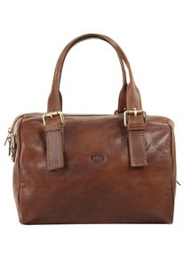 Pike PIKÉ Damen Henkeltasche, braun, Leder, unifarben, Taschen, echt Leder, Made in Italy