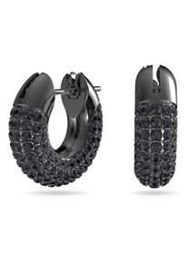 Swarovski Damen Paar Creolen "Dextera, Pavé, 5620222", Metall, schwarz, Metall, Ohrringe, mit Swarovski Kristall