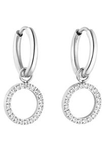 PURELEI Damen Paar Creolen "Schmuck Geschenk Closed Glow Ohrringe, Earring-ClosedGlow", Edelstahl, silber, Edelstahl, Ohrringe, mit Zirkonia (synth.)