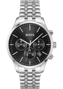 BOSS Herren Chronograph "AVERY", silber, Armbanduhren, Quarzuhr, Herrenuhr, Armbanduhr, Stoppfunktion, Lederarmband
