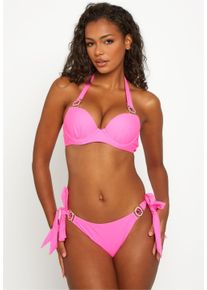MODA MINX Damen Bikini-Hose "Amour", pink, Gr. XL, unifarben, 82% Polyamid, 18% Elasthan, Badehosen, mit stilvollem Steinbesatz