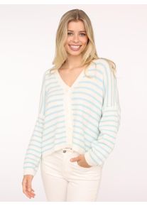 Zwillingsherz Damen Strickjacke ""Streifen"", blau, modisch, gestreift, Obermaterial: 60% Polyamid, 24% Polyester, 8% Wolle, 8% Viskose,