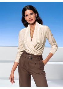Heine Damen Wickelshirt "Samt-Shirt", beige, Gr. 46, unifarben, 95% Polyester, 5% Elasthan, Shirts