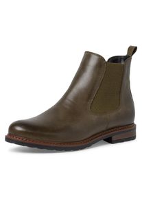 Tamaris Damen Chelseaboots, Gr. 37, grün, Leder, klassisch, Schuhe, Blockabsatz,Businessschuh,Bequemschuh, klassischer Look, schmale Form