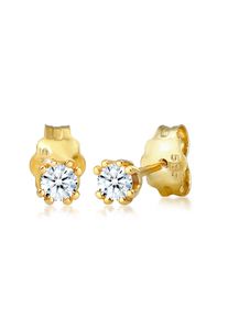 Elli DIAMONDS Damen Paar Ohrstecker "Ohrstecker Diamant Weiß Brillantschliff (0.06 ct) 585 Gelbgold", OneSize, 0.12 ct P1 = bei 10-facher