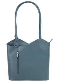 CLUTY Cityrucksack, blau, Rindsleder, Leder, beschichtet, leicht glänzend, elegant, Rucksäcke, echt Leder, Made in Italy