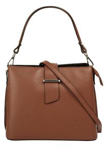 CLUTY Damen Henkeltasche, braun, Leder, unifarben, leicht glänzend, Taschen, echt Leder, Made in Italy