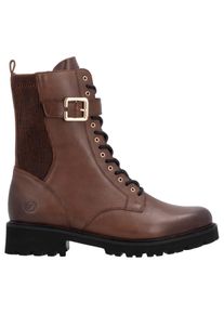 Remonte Damen Schnürstiefelette, Gr. 40, braun, Leder, Lederimitat, Elastischer Einsatz, modisch, Schuhe, Blockabsatz, Schnürboots mit Zierschnalle