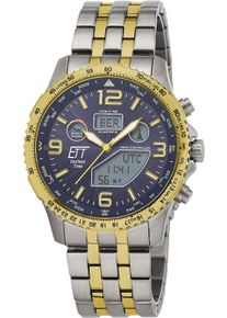 ETT Herren Funkchronograph "Professional World Timer", gold, Armbanduhren, Armbanduhr, Herrenuhr, Solar, Titan, Datum, Stoppfunktion