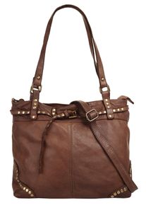 Samantha Look Damen Shopper, braun, Leder, unifarben, Taschen, echt Leder, Made in Italy