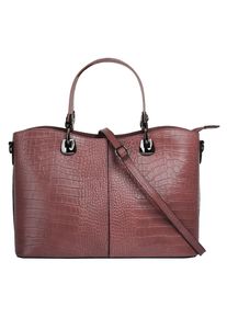 CLUTY Damen Henkeltasche, rosa, Leder, Reptilienprägung, Taschen, echt Leder, Made in Italy