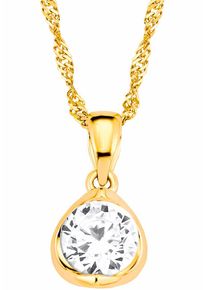 Amor Damen Kette mit Anhänger "2014368", Gelbgold 375, L: 45cm B: 1mm, gelb, Gelbgold 375, B:1mm, Halsketten, mit Zirkonia (synth.)