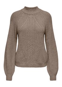 Only Damen Stehkragenpullover "ONLKATIA LS DETAIL HIGHNECK CC KNT", braun, modisch, Gr. M, meliert, unifarben, Strick, Obermaterial: 50% Viskose, 27%