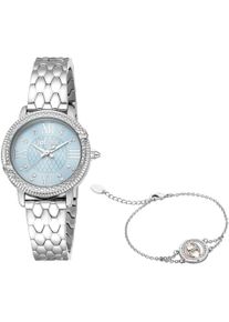 Damen Quarzuhr "Fidenza", silber, JUST cavalli time, Armbanduhren, Armbanduhr, Damenuhr, Kristallsteine, Edelstahlarmband, Geschenkidee