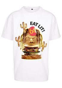 MisterTee Herren T-Shirt "MisterTee Unisex Eat Lit Oversize Tee", weiß, casual, Gr. XL, unifarben, 100% Baumwolle, Shirts