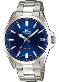 CASIO EDIFICE Herren Quarzuhr, silber, Armbanduhren, Armbanduhr, Herrenuhr, Edelstahlarmband, Datum, Neo-Display, analog