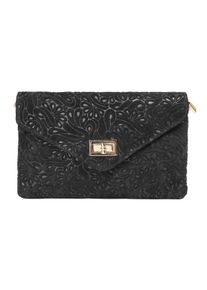 Samantha Look Damen Abendtasche, schwarz, Leder, gemustert, Taschen, echt Leder, Made in Italy