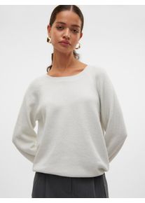 Véro Moda VERO MODA Damen Rundhalspullover "VMDOFFYSHINE LS O-NECK BLOUSE REP NOOS", weiß, modisch, Gr. XS, glänzend, Strick, Obermaterial: 85% Polyester, 11%