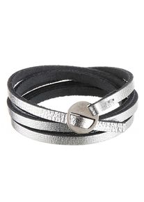 Firetti Damen Lederarmband "Schmuck Geschenk Wickelarmband", Metall-Leder, silber, Metall, Leder, Armbänder