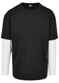 Urban Classics Herren T-Shirt "Urban Classics Herren Oversized Shaped Double Layer LS Tee", schwarz-weiß, casual, Gr. XXL, unifarben, 100% Baumwolle,
