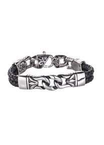 Firetti Herren Armband "Schmuck Geschenk Armschmuck Armkette", Edelstahl-Leder, schwarz, Edelstahl, Leder, Armbänder