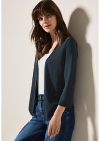 Cecil Damen Shirtjacke, blau, casual, Gr. S, unifarben, Jersey, Obermaterial: 60% Viskose, 40% Polyester, Shirts, mit Turn-Up Ärmel