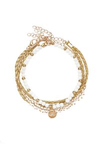 Lascana Damen Fußketten Set "3 einzelne Fußkettchen in Boho Stil", weiß, modisch, bunt, Glas, Metall, Lederimitat, Fußkettchen, und Glasperlen,