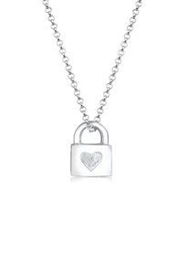 Elli Damen Kette mit Anhänger "Herz Schloss 925 Sterling Silber", 45, ohne Stein, Silber 925 (Sterlingsilber), L: 45cm, silber, Silber 925