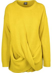 Urban Classics Damen Rundhalspullover "Urban Classics Damen Ladies Wrapped Sweater", gelb, casual, Gr. M, unifarben, 100% Polyacryl, Pullover