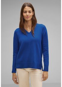 Street One Damen Strickpullover, blau, feminin, Gr. 34, unifarben, Strick, Obermaterial: 37% Baumwolle, 34% Polyacryl, 26% Polyester, 3% Elasthan,