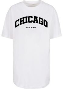 Merchcode Herren T-Shirt "Merchcode Damen Ladies Chicago Wording - Oversized Boyfriend Tee", weiß, casual, Gr. XXL, bedruckt, 100% Baumwolle, Shirts