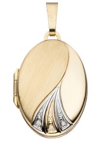 Jobo Damen Medallion-Anhänger "Anhänger Medaillon oval", Gelbgold 333, gold, Gelbgold 333, Schmuckanhänger, 333 Gold bicolor mit Zirkonia