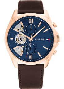 Tommy Hilfiger Herren Multifunktionsuhr "BAKER", braun, Armbanduhren, Quarzuhr, Armbanduhr, Herrenuhr, Lederarmband, analog, Tag, Wochentag