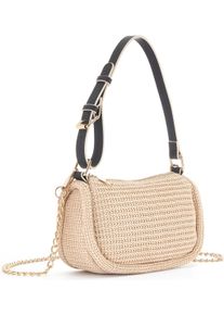Vivance Damen Umhängetasche "Minibag", beige, Papierstroh, unifarben mit Farbeinsatz, Taschen, Schultertasche, Handtasche, Henkeltasche, Sommertasche