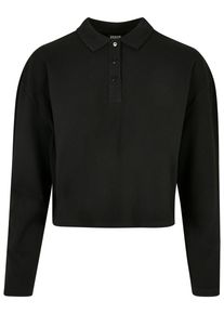 Urban Classics Damen Poloshirt "Urban Classics Damen Ladies Short Oversized Polo Longsleeve", schwarz, klassisch, Gr. M, unifarben, 100% Baumwolle,