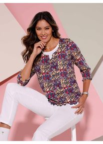 Classic Basics Damen 2-in-1-Shirt "3/4-Arm-Shirt", bunt, Gr. 54, geblümt, gemustert, mehrfarbig, 100% Baumwolle, Shirts
