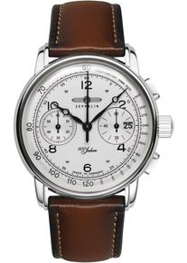 Zeppelin Herren Chronograph "100 Jahre", braun, Armbanduhren, Armbanduhr, Quarzuhr, Herrenuhr, Datum, Stoppfunktion, Made in Germany