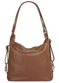 Samantha Look Damen Shopper, braun, Leder, unifarben, leicht glänzend, Taschen, echt Leder, Made in Italy