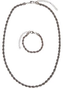 Urban Classics Damen Edelstahlkette "Urban Classics Damen Charon Intertwine Necklace And Bracelet Set", one size, Eisen, silber, Eisen, Halsketten