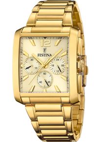 Festina Herren Chronograph, gold, Armbanduhren, Armbanduhr, Quarzuhr, Herrenuhr, Stoppfunktion, Edelstahlarmband