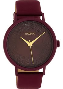 Oozoo Damen Quarzuhr "C10584", rot, Armbanduhren, Armbanduhr, Damenuhr, Lederarmband