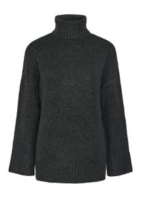 Pieces Damen Rollkragenpullover "PCNANCY LS LOOSE ROLL NECK KNIT NOOS BC", grau, casual, Gr. S, unifarben, Strick, Obermaterial: 79% Polyester, 13%