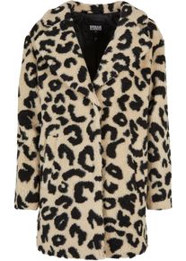 Urban Classics Damen Winterjacke "Urban Classics Damen Ladies Oversized AOP Sherpa Coat", braun, casual, Gr. S, mehrfarbig, 100% Polyester, Jacken