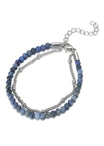 Firetti Fußkette "Schmuck Geschenk KörperSchmuck", Edelstahl, blau, Edelstahl, Fußkettchen, mit Türkis, Achat oder Dumortierit