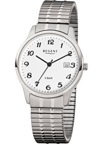 Regent Uhren REGENT Damen Quarzuhr, grau, Armbanduhren, Armbanduhr, Herrenuhr, Damenuhr, Flexband, Zugband, Edelstahlarmband