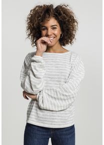Urban Classics Damen Sweater "Urban Classics Damen Ladies Oversize Stripe Pullover", grau, Gr. S, 65% Polyester, 35% Baumwolle, Sweatshirts