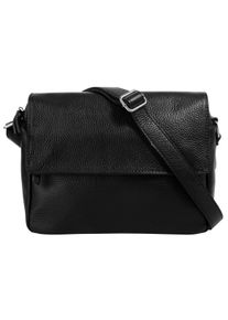 Samantha Look Damen Umhängetasche, schwarz, Leder, unifarben, Taschen, echt Leder, Made in Italy